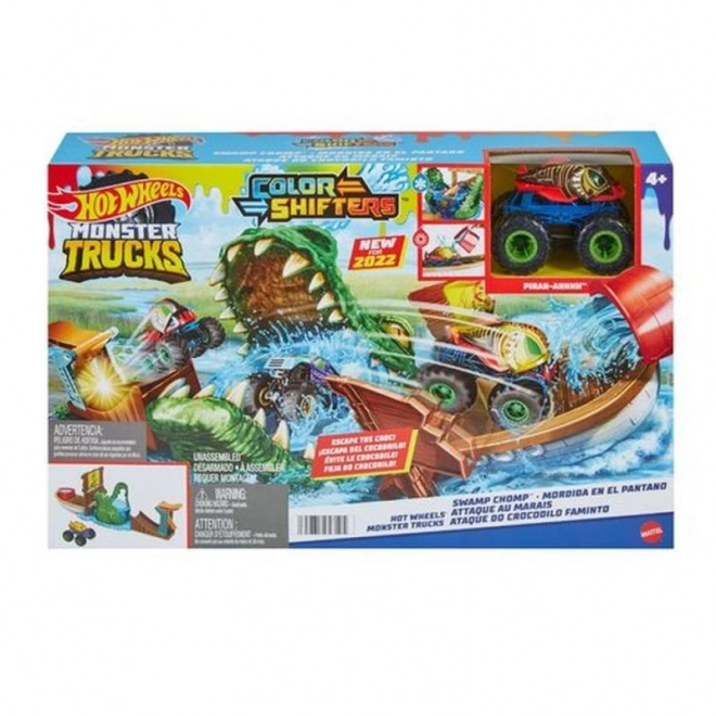 Hot Wheels Monster Trucks Color Shifters Crocodile Playset