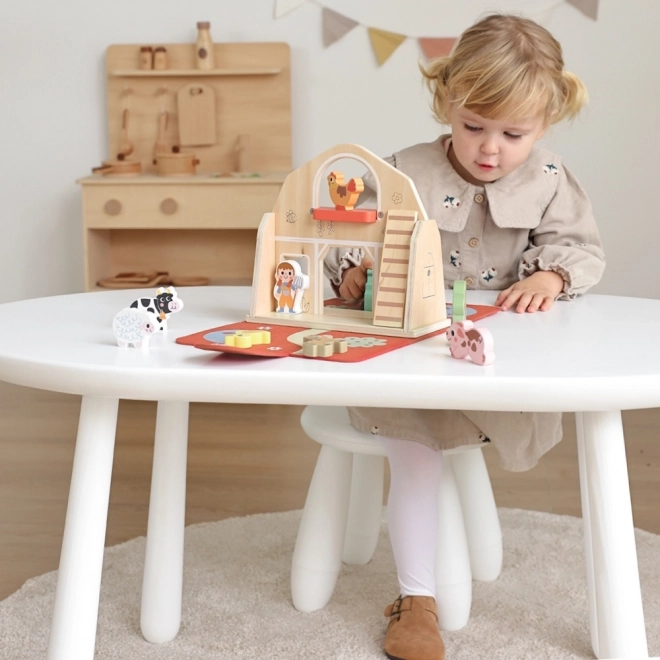 Tooky Toy Dřevěná skládací farma s figurkami zvířátek