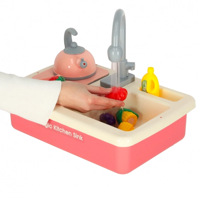 Toy Kitchen Sink Set with Accessories Pink