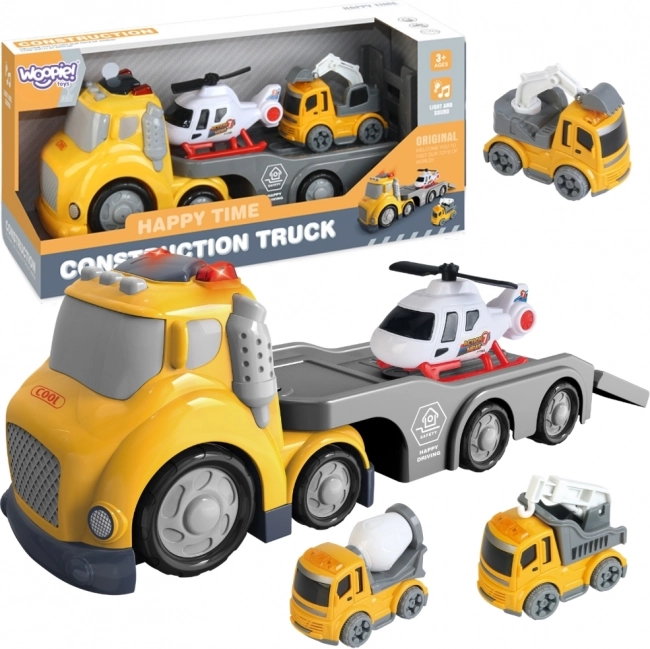 Žlutá odtahová souprava WOOPIE City Truck se světelnými a zvukovými efekty