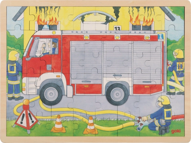 Goki Wooden Firefighters Layered Puzzle