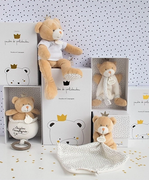 Plush Teddy with Pacifier Clip - King Bear 15 cm