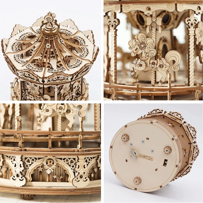 Rokr 3D Wooden Puzzle Romantic Carousel Music Box