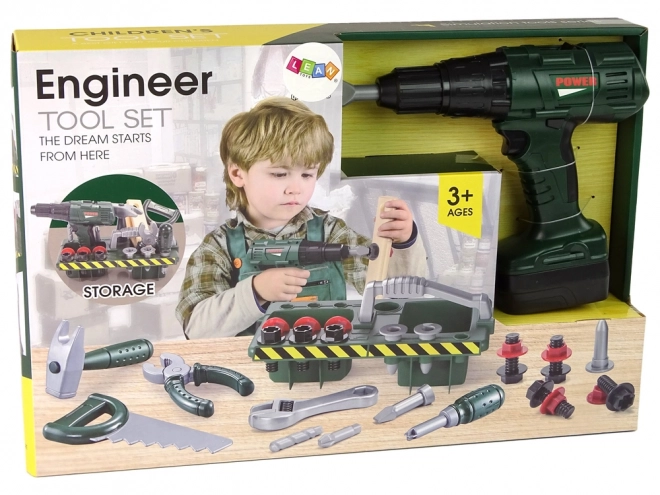 Kids Green Tool Set with Battery Drill