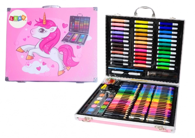 Artistic Set in Pink Unicorn Suitcase