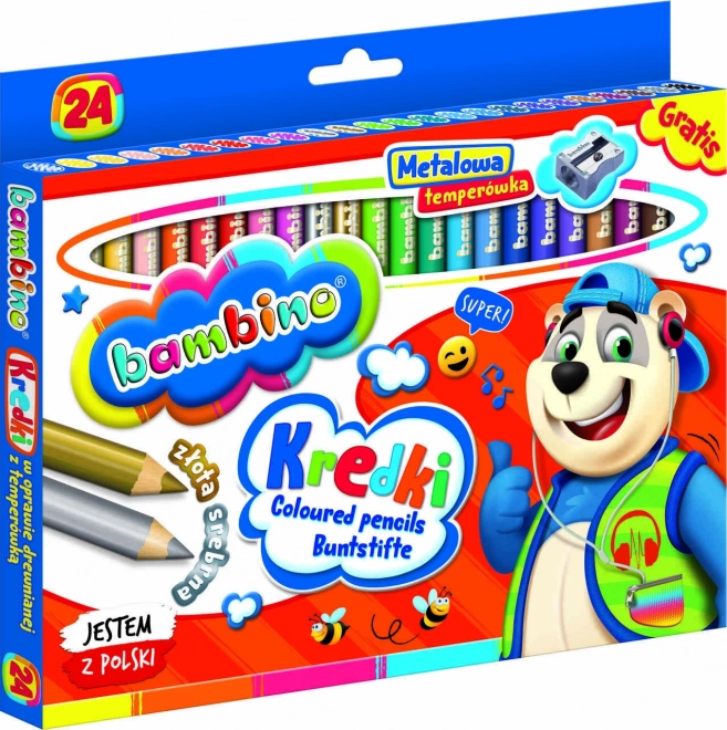 Bambino Colored Pencils Set with Sharpener, 24 Colors