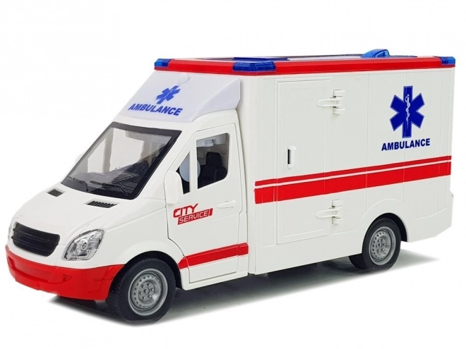 Friction-Powered Ambulance Toy with Sound and Lights