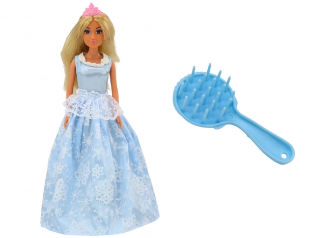 Anlily Ice Queen Doll with Blue Dress and Brush