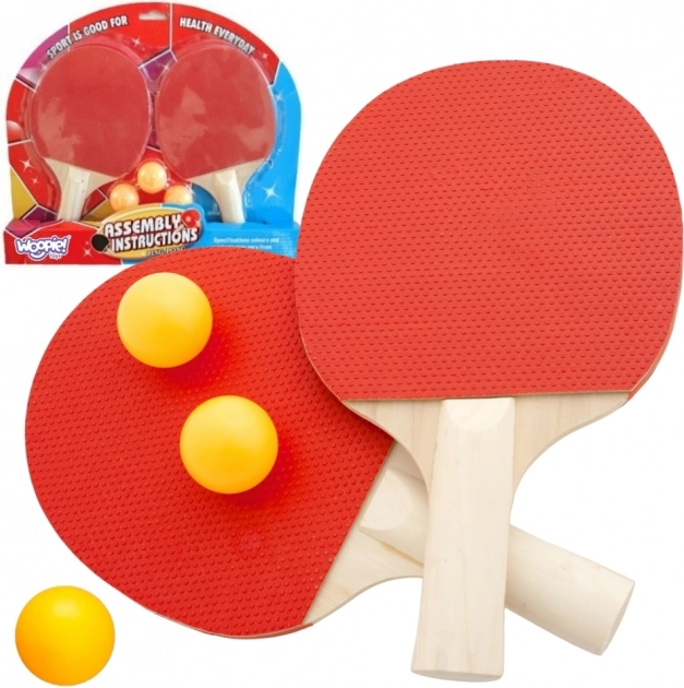 Woopie Set of Table Tennis Paddles + 3 Balls