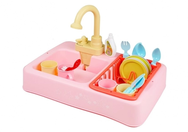 Colorful Sink with Water and Accessories for Kids