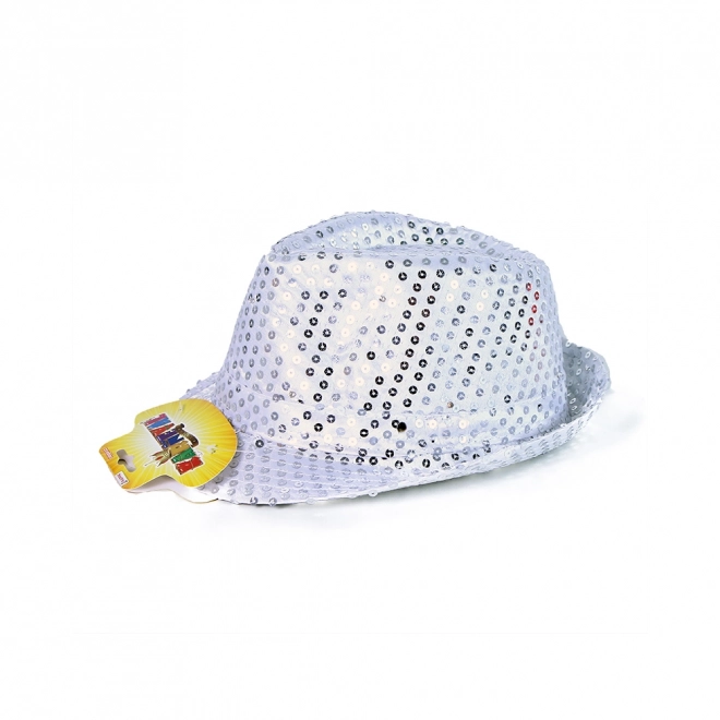 Disco Silver Hat with LED Lights for Adults