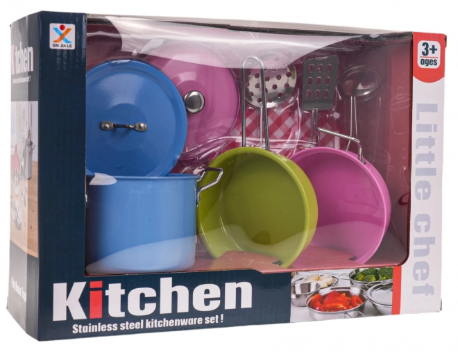 Colorful Metal Cookware Set with Accessories