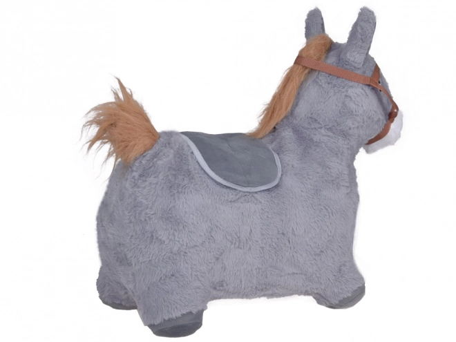 Inflatable Plush Riding Horse for Kids – Grey