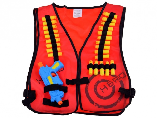 Nerf Warrior Vest Set with Foam Bullets – Red