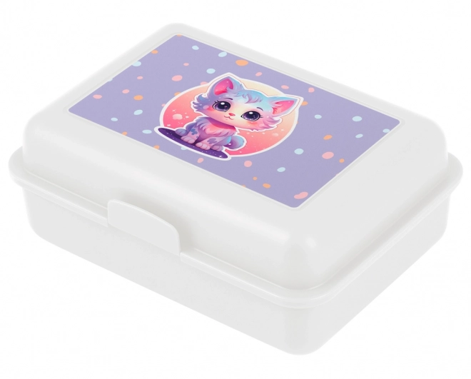 White Lunch Box with Pets Design