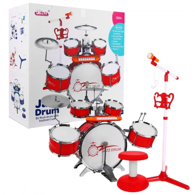 Children's Musical Set: Drum Kit, Keyboard & Microphone with Sounds and Lights