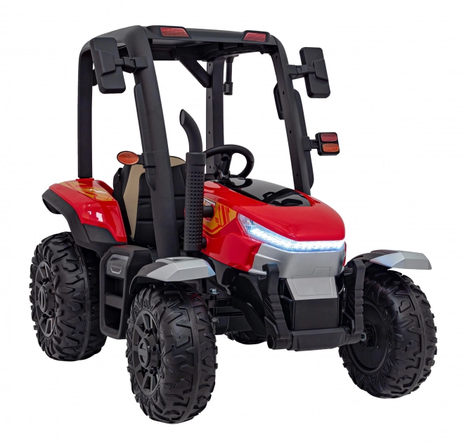 Traktor s přívěsem červený