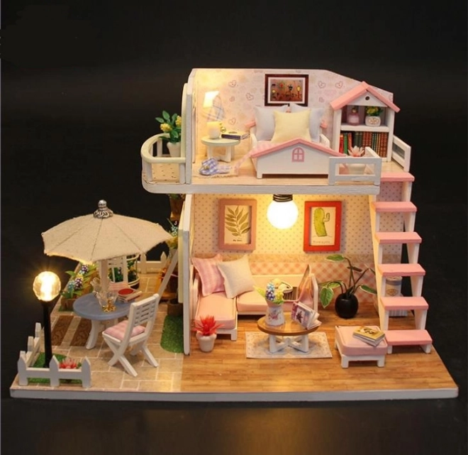 Wooden Dollhouse with LED Lights