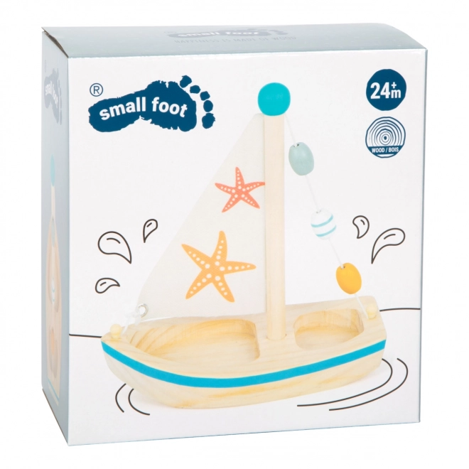 Small Foot Wooden Sailing Boat Toy with Starfish Design