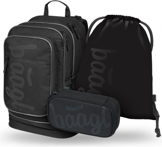 Set scolastico BAAGL: Zaino, Astuccio e Sacca Cubic Uni nero