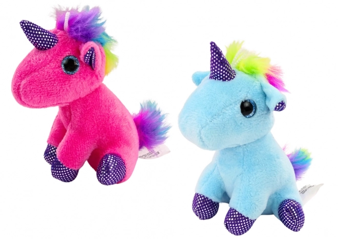 Plush Unicorn in Rubber Bag with Colorful Mane