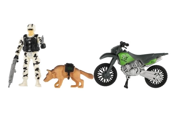 Military Action Playset with Motorcycle and Soldier