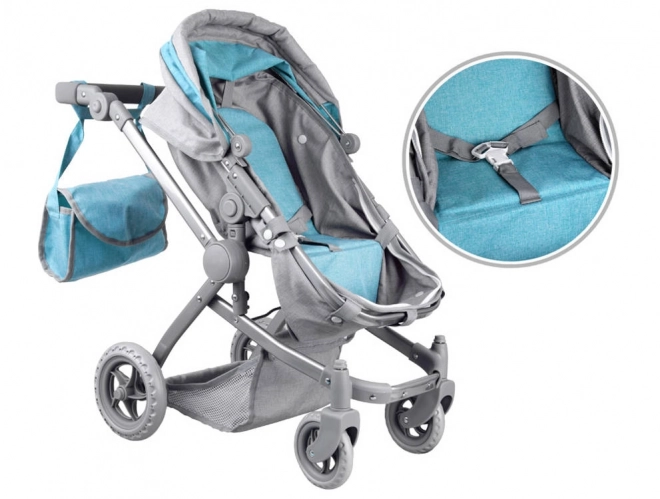 4-in-1 Doll Stroller with Bassinet – turquoise