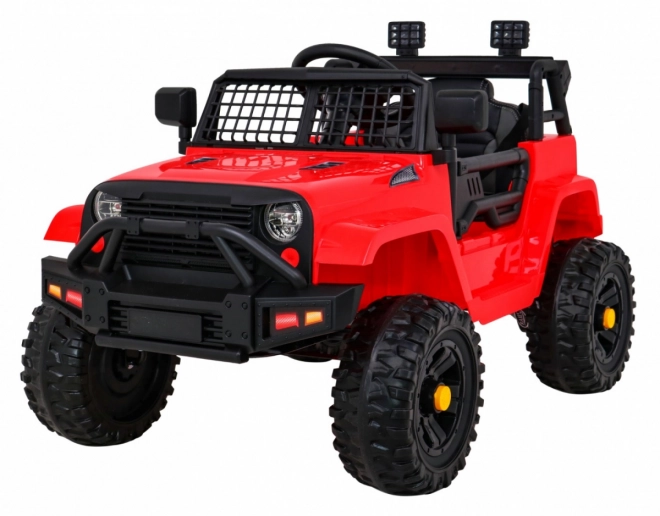 Mașină pe baterii Jeep Dark Night pentru copii + pornire lentă + EVA + LED audio – Červené