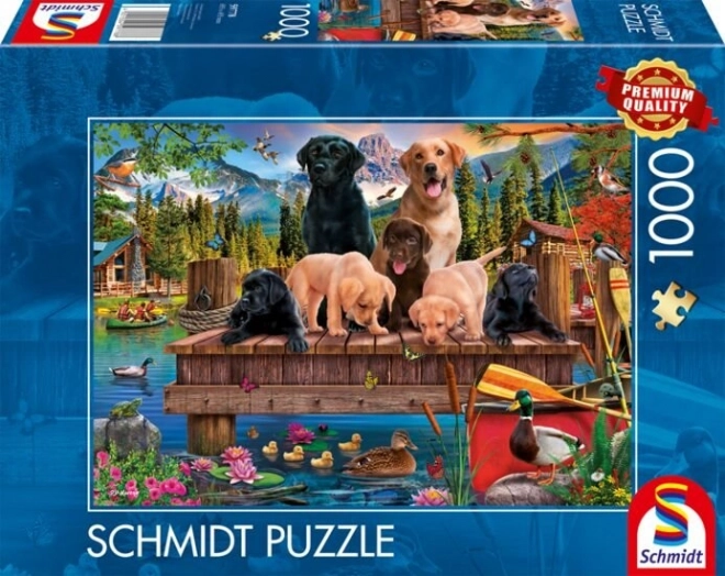 Dog Family by the Lake 1000 Piece Puzzle