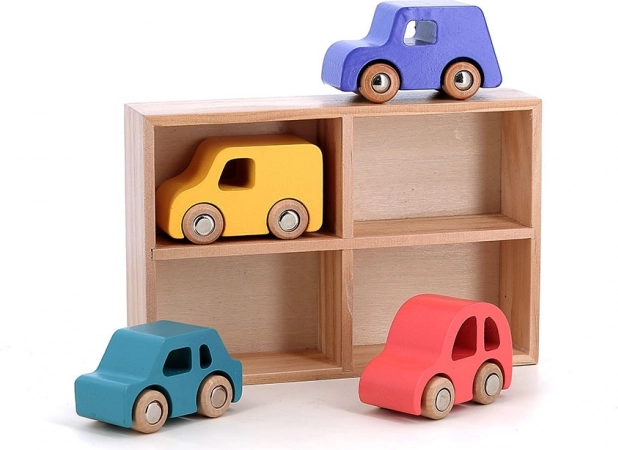 Set of 4 Wooden City Cars by Vilacity
