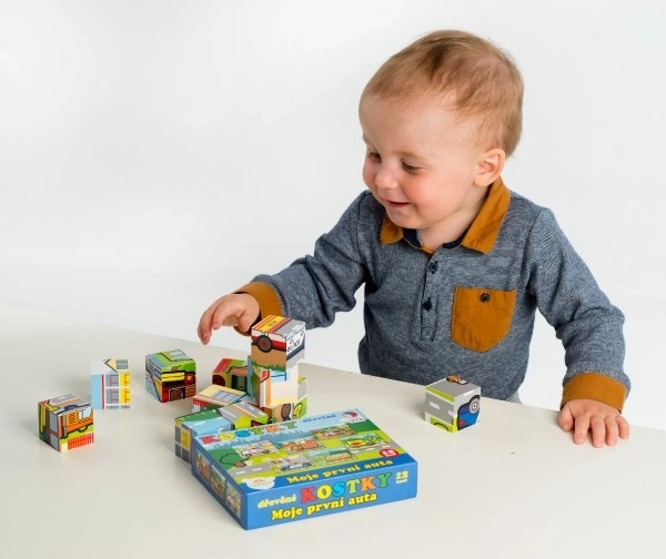 Wooden Cube Blocks My First Cars