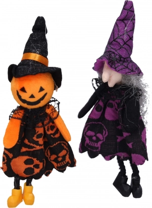 Decorazione di Halloween strega e spaventapasseri da appendere