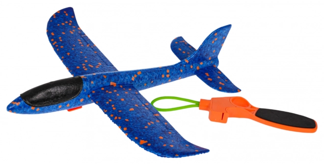 Foam Airplane with Hand Launcher Blue