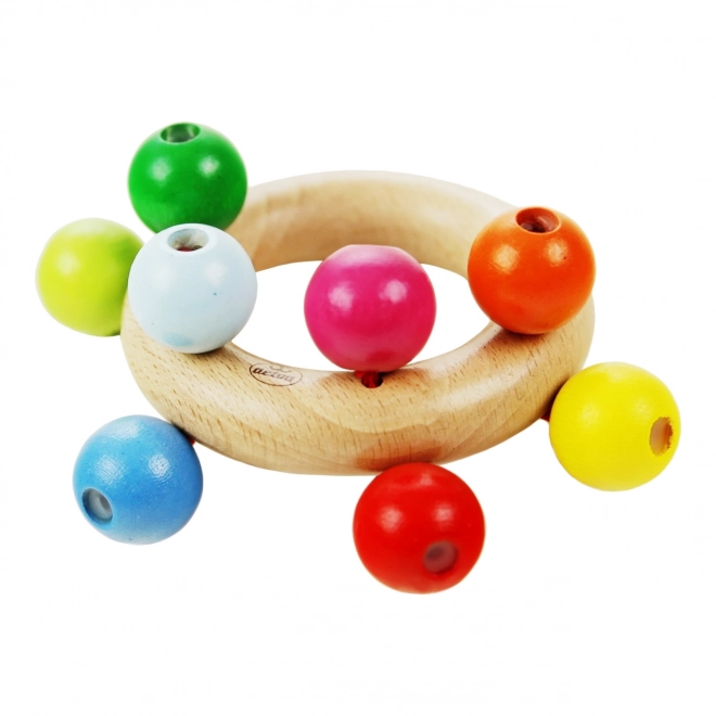 Wooden Rattle with Colorful Beads