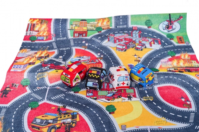 City Mat with Fire Station and Soft Car Set