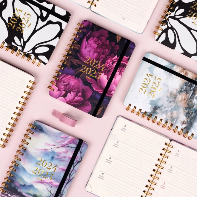 Notique Spiral 18-Month Planner - Purple Flowers 2024/2025