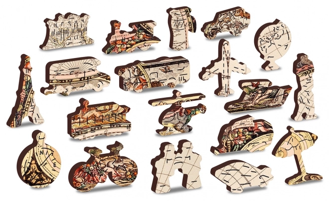 Wooden Antique World Map 2-in-1 Puzzle