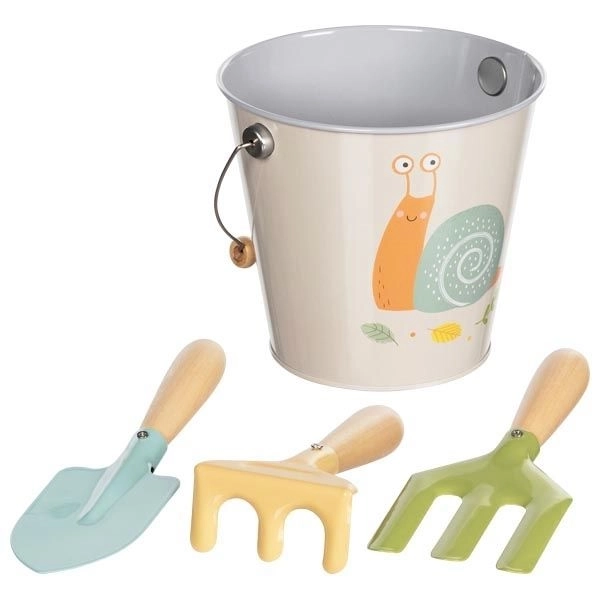 Bucket with Mini Tools and Happy Snail Design