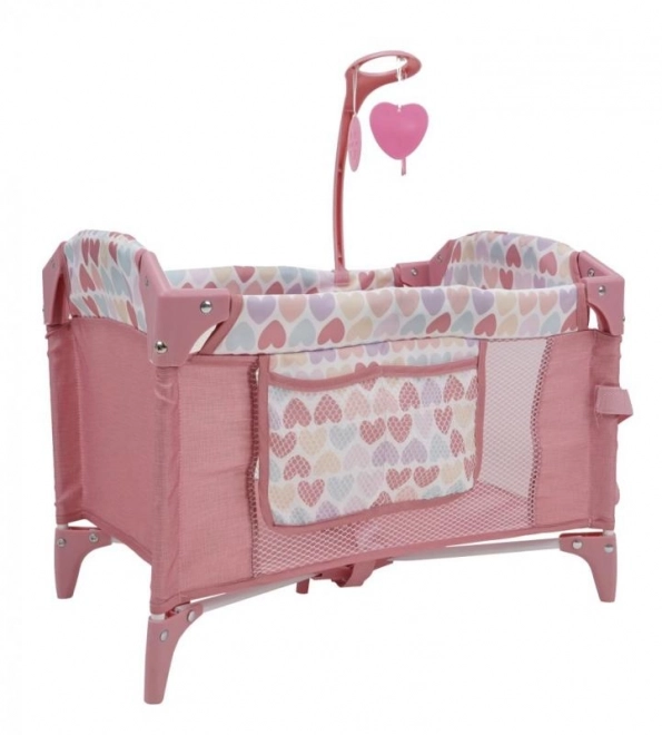 Travel Crib for Dolls with Mobile - Heart