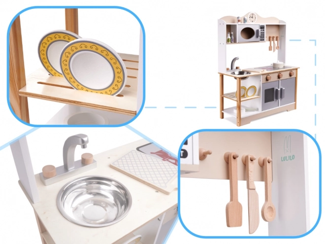 Wooden Play Kitchen with Accessories