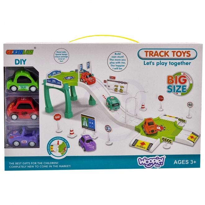 Woopie Parking Garage Playset with Gas Station and Traffic Signs