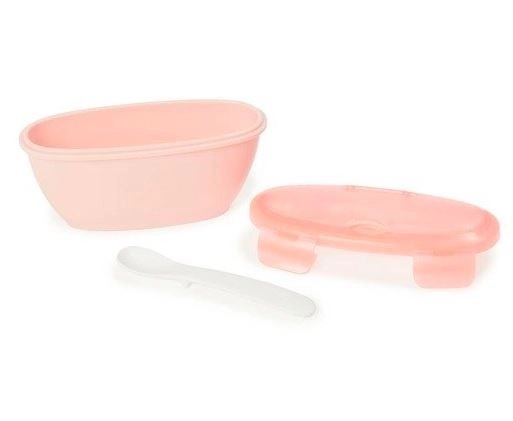 Container and Spoon Set Easy-Serve Grey/Soft Coral