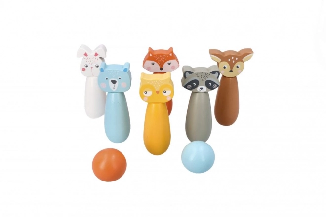 Wooden Forest Animal Bowling Set