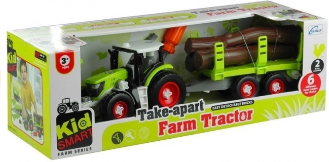 Opvouwbare tractor met houttrailer