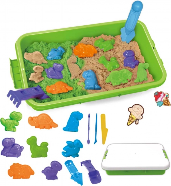 Kinetisch zand WOOPIE 1,5 kg ZOO Safari set met vormpjes