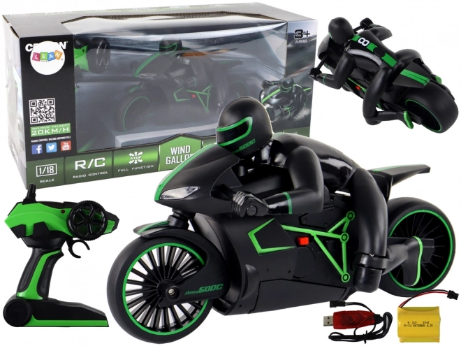 Remote Control Racing Motorcycle 20 km/h Green