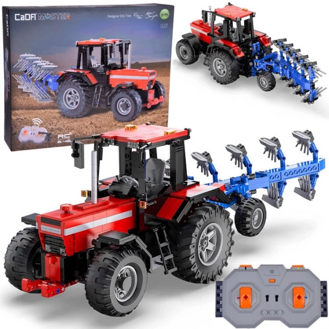 Large Building Block Set - Remote Controlled Tractor with Plow