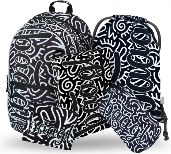 School Set Baagl Core Element: Backpack, Pencil Case, Bag, Folder, Wallet