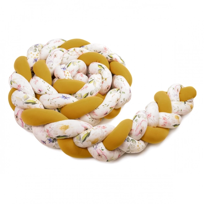 Braided Crib Bumper Mustard + Flowers