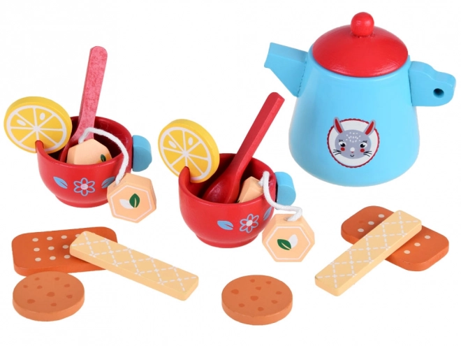 Charming Wooden Tea Set with Cookies